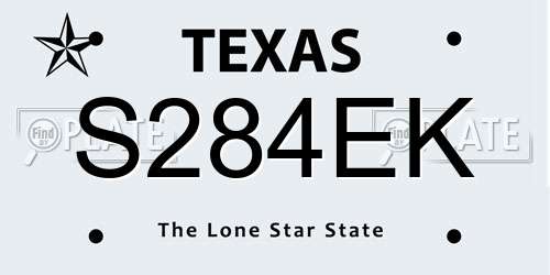 S284EK Texas License Plate
