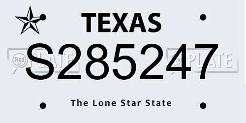 S285247 Texas License Plate