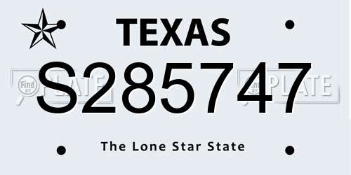 S285747 Texas License Plate