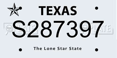 S287397 Texas License Plate
