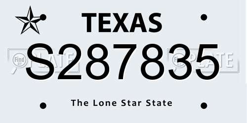 S287835 Texas License Plate
