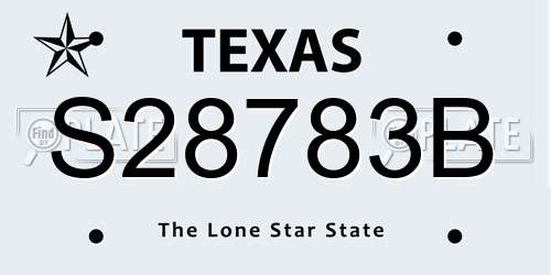 S28783B Texas License Plate