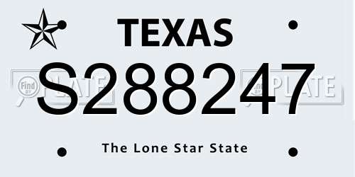 S288247 Texas License Plate