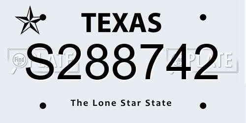 S288742 Texas License Plate
