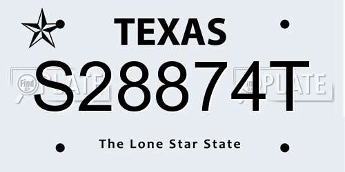 S28874T Texas License Plate