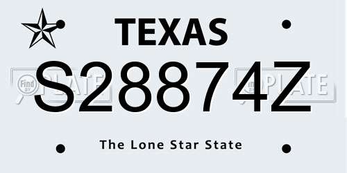 S28874Z Texas License Plate