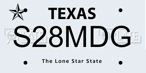 S28MDG Texas License Plate