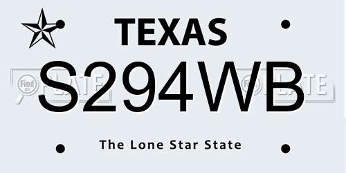 S294WB Texas License Plate