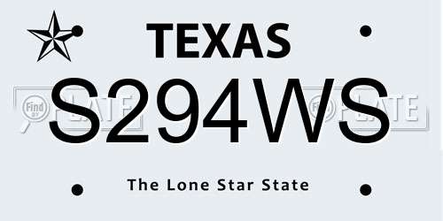 S294WS Texas License Plate