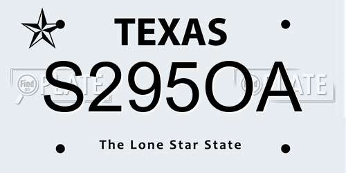 S295OA Texas License Plate