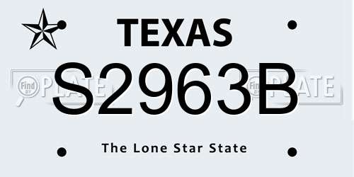 S2963B Texas License Plate