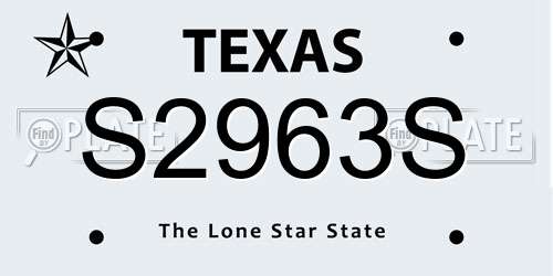 S2963S Texas License Plate