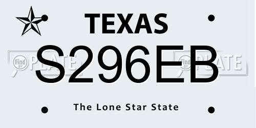 S296EB Texas License Plate