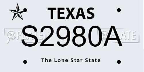 S2980A Texas License Plate