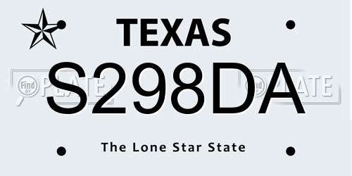 S298DA Texas License Plate