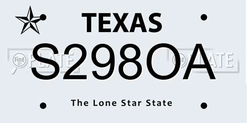S298OA Texas License Plate