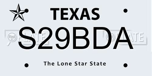 S29BDA Texas License Plate