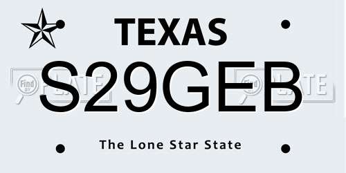 S29GEB Texas License Plate