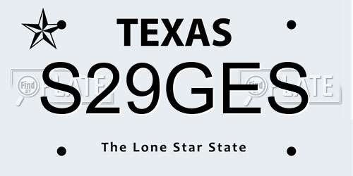 S29GES Texas License Plate