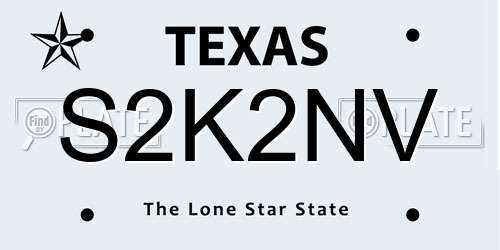 S2K2NV Texas License Plate