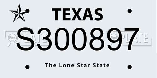 S300897 Texas License Plate