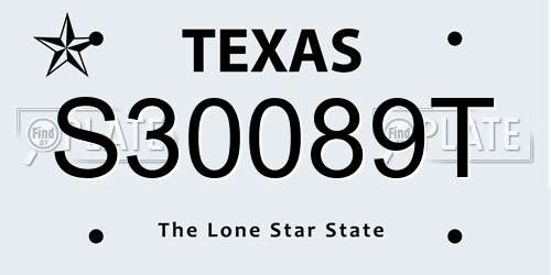 S30089T Texas License Plate