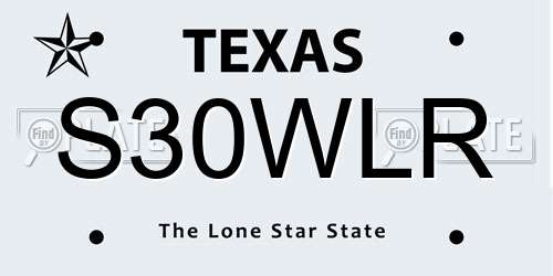 S30WLR Texas License Plate