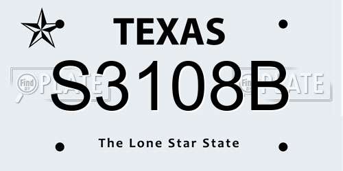 S3108B Texas License Plate