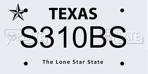 S310BS Texas License Plate