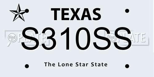 S310SS Texas License Plate