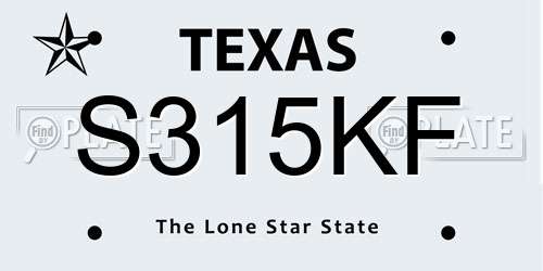 S315KF Texas License Plate