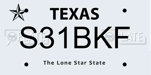 S31BKF Texas License Plate