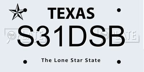 S31DSB Texas License Plate