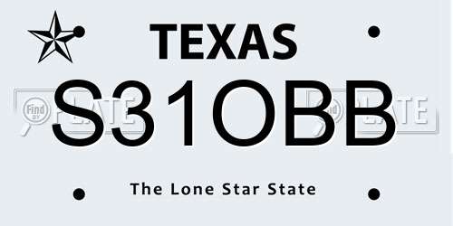 S31OBB Texas License Plate