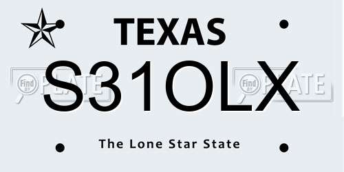 S31OLX Texas License Plate