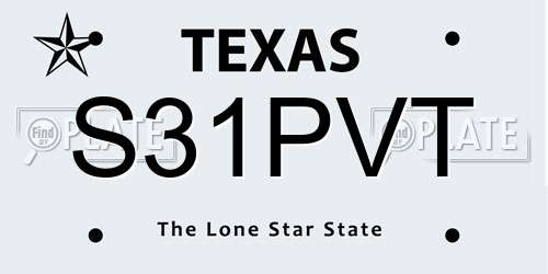 S31PVT Texas License Plate