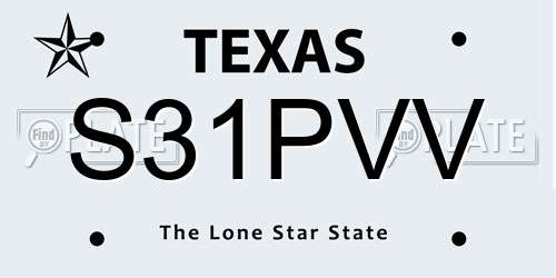 S31PVV Texas License Plate