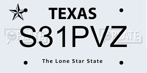 S31PVZ Texas License Plate