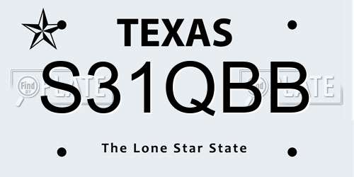 S31QBB Texas License Plate