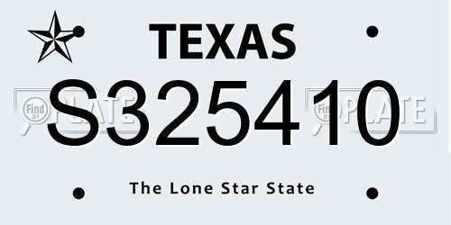 S325410 Texas License Plate