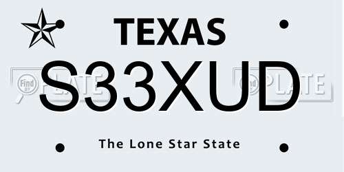 S33XUD Texas License Plate