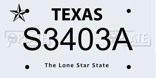 S3403A Texas License Plate