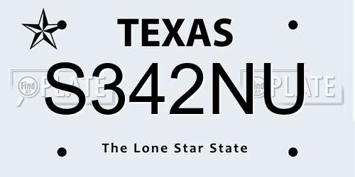 S342NU Texas License Plate