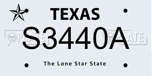 S3440A Texas License Plate