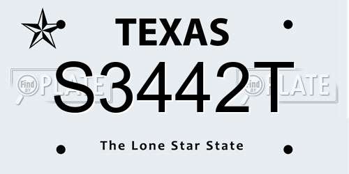 S3442T Texas License Plate