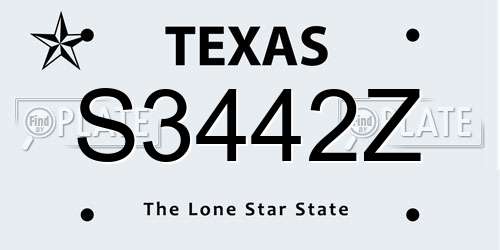 S3442Z Texas License Plate