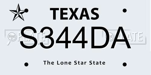S344DA Texas License Plate