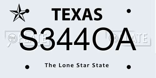 S344OA Texas License Plate