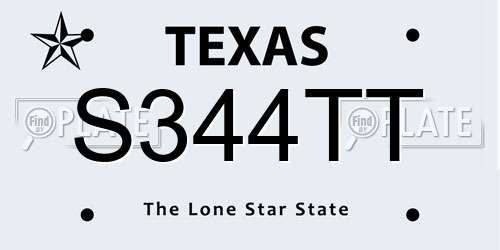 S344TT Texas License Plate