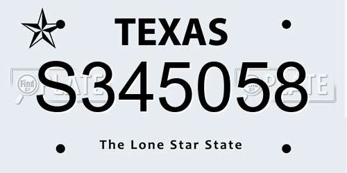 S345058 Texas License Plate